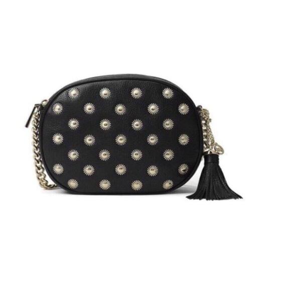 MICHAEL KORS GINNY STUDDED Medium MESSENGER CROSSBODY black bag starburst studs - Picture 7 of 16